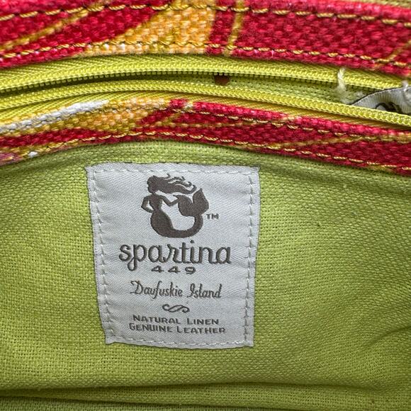 Spartina 449 Daufuskie Island Genuine Leather Floral Linen Shoulder bag. - Picture 6 of 8